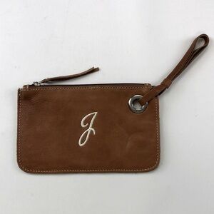 Roots Initial J leather wristlet purse zip top